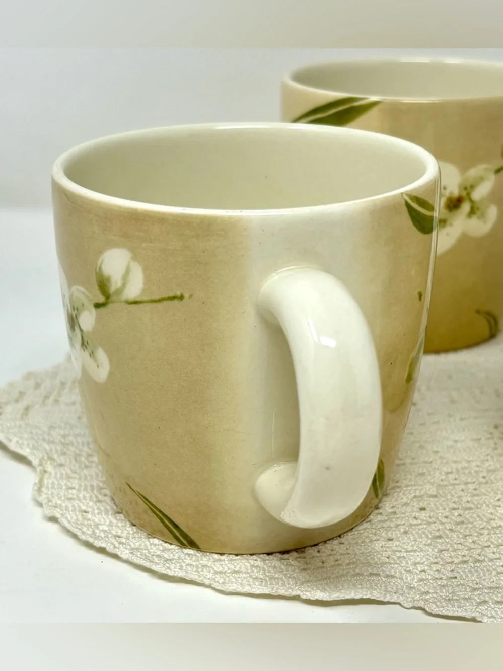 Crate & Barrel Orchid Royal Stafford Made In England Three Coffee Mugs Tea Cups